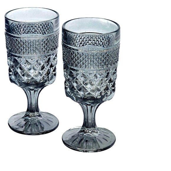 2  Wexford Smoke Luster Water Goblets 6.75" Anchor Hocking glasses iridescent - Picture 2 of 8